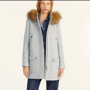 J.CREW Women's Grey Wool Blend‎ Hooded Coat 6T Italian Stadium Cloth Nello Gori